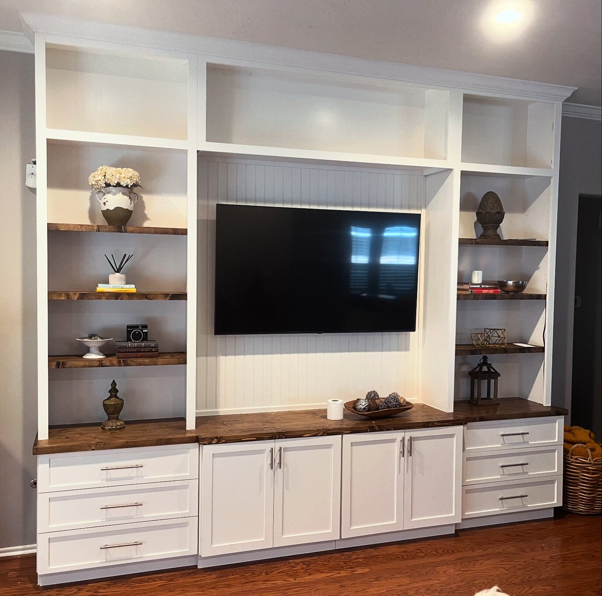 White built-in entertainment center